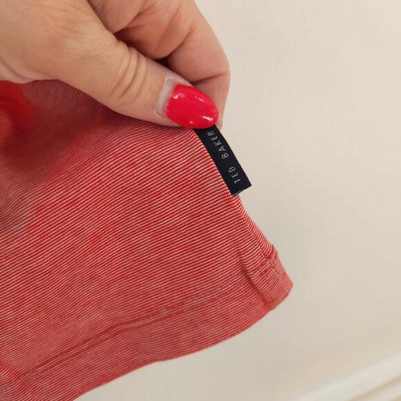 Ted Baker London Short Sleeve Polo Shirt Casual Golfing Red Pink Men's L (5) - Picture 5 of 9